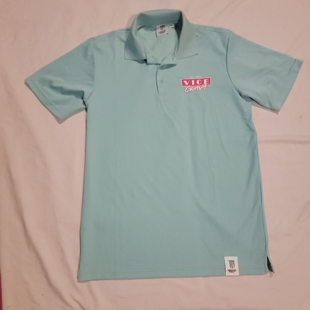 MONSTER ENERGY Ultra Vice Guava Teal Polo Shirt Men's Medium Pullover